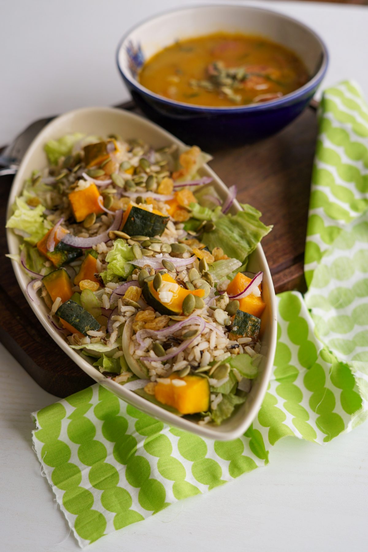 Salada de abóbora com arroz integral